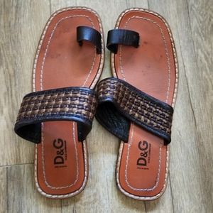 RARE! Vintage Dolce & Gabbana Leather Flip Flop Sandals Women's Size 42 US 10